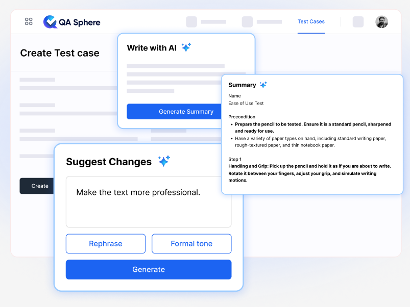 screenshot of QA Sphere